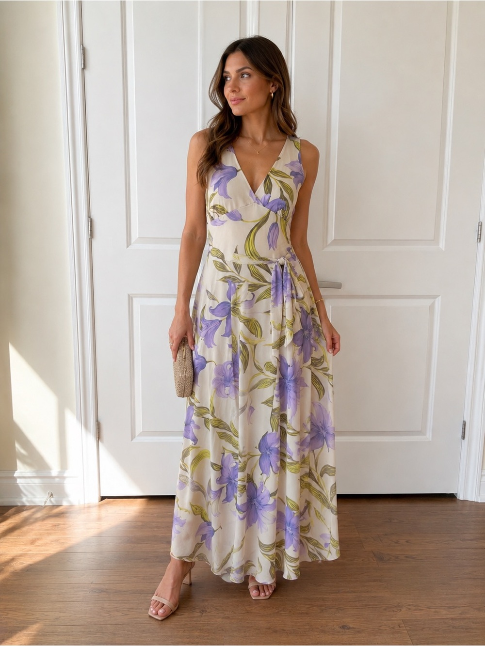 NWT See You Monday Floral Mesh Maxi Dress XL Purple Green